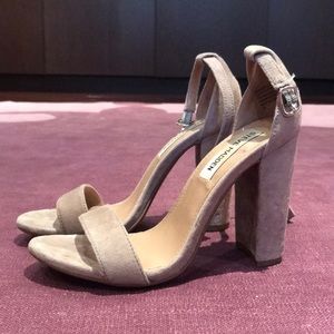Steve Madden tan suede block heels